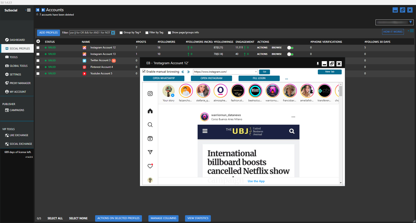 SuSocial Dashboard Software